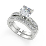 Amani Four Prong Milgrain Cushion Cut Diamond Engagement Ring - Nivetta